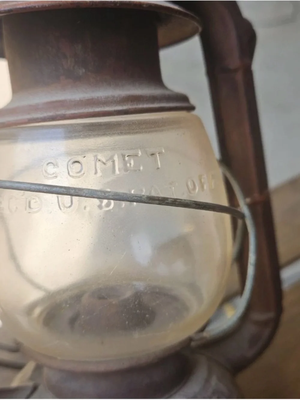 Vintage Dietz Comet Railroad Oil Lantern Original Embossed Globe